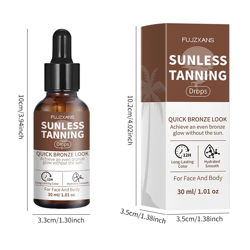 30ml Sunless Tanning Drops Instant Glow & Bronzing Drops for Face & Body, Tea-Free Formula for Skin, Darkening & Even Tone